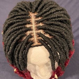 Faux Locs, Brand New Shoulder length (14”) Black n Wine Colored Wig Cap.Handsewn